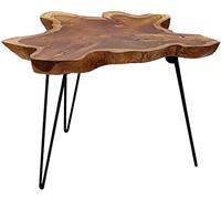 Brillibrum Table Basse Design Bois de Teck métal Plateau de Table en Teck Unique Table Pliante en Teck Massif Table de Salon Peu encombrante Table d'appoint en Teck Pliable Hauteur 45 cm