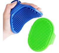 BRILLIRARE Lot de 2 brosses de toilettage pour chien, brosse de bain en silicone souple de qualité supérieure avec poignée réglable, peigne apaisant pour poils longs et secs pour masser, démêler les