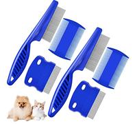 Brillirare Lot de 6 Peignes Anti Puces pour Chats Chiens, Métal Animaux à Dents Fines Outil de Toilettage, 2 en 1 Peignes de Nettoyage en Acier Inoxydable pour Éliminer Poux Tangles Saleté