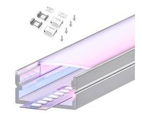 Brillivanture Profilé LED en U, aluminium, 2 m, diffuseur PC opalin, 19,3 × 9,8 mm, pour rubans LED jusqu'à 17 mm, 30 × 2 m = 60 m.