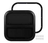 Brillixa RV Sliding Window, 500 x 500 mm en alliage en aluminium noir verre vertical, fenêtre latérale de la remorque, fenêtre de ventilateur de camping (Pour l'épaisseur du mur: 38 à 43 mm)