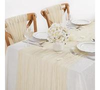 BrillShine Lot de 2 Chemin de Table, 90 x 300 cm Beige Chemin De Table Gaze, Table Deco pour Anniversaire Mariage Fête DIY Décoration