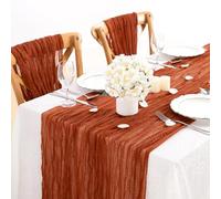 BrillShine Lot de 2 Chemin de Table, 90 x 300 cm Terracotta Chemin De Table Gaze, Table Deco pour Anniversaire Mariage Fête DIY Décoration