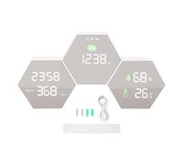 Brilluxa Détecteur de qualité de l'air, moniteur de CO2 avec capteur PM2.5 et écran LCD, moniteur de pollution d'air mural avec contrôle d'application WiFi et USB - rechargeable