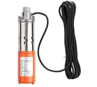 Brilluxa Pompe à eau, 1 '' 12 V DC Pompe à double vis 1,2 m30m en acier inoxydable à levage élevé, pompe à eau submersible pour irrigation et drainage