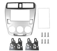 Brilluxa Radio Fascia, kit de Tableau de Bord stéréo 2 DIN, Lunette de Console Centrale, Compatible avec City 2008-2013, Cadre de Panneau de Navigation argenté