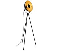 BRILONER - 1380-015 Lampadaire trépied vintage - style projecteur de cinéma - abat-jour métal noir mat & or - ampoule E27 - 60 W max. - hauteur : 148 cm, Schwarz-gold-matt, 580x345x1480mm (LxDxH)