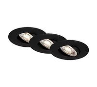 BRILONER - 3 spots encastrés LED 230V, projecteurs LED pour salle de bains IP65, encastrés au plafond à intensité variable en continu, spots LED, lampe de salle de bains, noir, 90x42 mm (DxH)