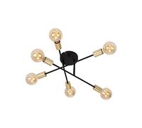 BRILONER 3868-065 Plafonnier 6-spots, bras rotatifs, max. 60 Watt, ampoules non incluses, couleur noir-or mat, Métal, W, 1 Unité (Lot de 1)