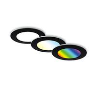 Briloner 7035-035 Lot de 3 lampes LED encastrées au plafond, lampes encastrées RGB CCT, spot LED encastré salle de bain, spot encastré salle de bain IP65, noir, 92x45 (DxH)