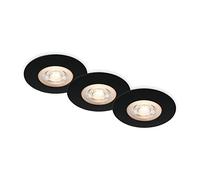 Briloner 7044-035 Set de 3 lampes encastrées plafond LED, lampes encastrées ultraplates, spots encastrés salle de bain, spots encastrés salle de bain IP65, noir mat, 90x25 mm (DxH)