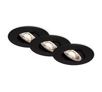 BRILONER 7146-035 Luminaires, Lampes encastrées Jeu de 3 plafonniers, Module LED pivotant, 5 Watts, 460 lumens chacun, 3 000 Kelvin, IP23, Noir Mat, 90x24 mm (DxH)