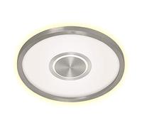 BRILONER 7366-112 Plafonnier LED, Lampe de Plafond avec Effet de rétro-éclairage, 22 Watt, Lumen, 3 000 Kelvin, Matt, 425x36 mm (DxH), Plastique, W, Blanc/Nickel Mat