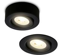 BRILONER - Spot LED 2 en 1 à poser et à encastrer, orientable, à intensité variable, lumière blanc chaud, LED Spot 230V, spot de plafond, luminaire encastré, spot de plafond, 68mm, 90x30mm, noir