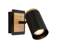 BRILONER - Applique murale intérieure, douille GU10, max. 10W, applique murale chambre, lampe, appliques, chambre, 12x14,5 cm, noir-bois