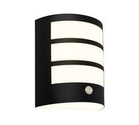 BRILONER - Applique murale LED sans alimentation électrique avec détecteur de mouvement, capteur crépusculaire, minuterie de 20 secondes, lampe murale sur batterie, lampe extérieure, 18x15x7 cm, noir