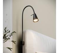 Briloner Applique murale LED Tuso, noir, montage sur lit, métal Tuso, noir, Chambre à coucher, Métal, Moderne, Applique Murale LED