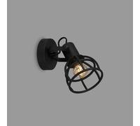 BRILONER - Applique murale rétro avec abat-jour à grille, applique murale vintage 1 lampe, douille E14 max. 25 watts, abat-jour réglable, lampe murale rustique en acier, noir