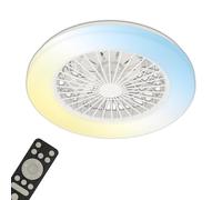 BRILONER - CCT Ventilateur de plafond avec éclairage 5 vitesses, télécommande, variateur de lumière, minuterie, lampe de plafond avec ventilateur, 48,5x14,5 cm (DxH), blanc