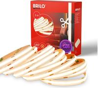 Briloner COB LED Strip 3m, lumière blanche chaude, autocollant, peut être raccourci, dimmable, blanc, 3m
