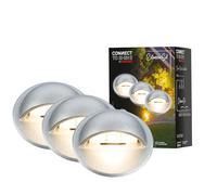 BRILONER - éclairage de jardin Connect to Shine 12V, lot de 3 spots encastrables au sol avec éclairage latéral, kit d'extension, IP65, lumière blanc chaud, spots encastrables au sol, 35x36 mm, argent