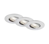 BRILONER - Ensemble de 3 spots encastrés LED 230V, projecteurs LED pour salle de bains IP65, spots de plafond gradables en continu, lampe de salle de bains, chromé mat, 90x42 mm (DxH)