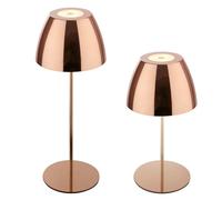 BRILONER - IP44 lampe de table à LED sans fil avec touch, dimmable, lampe de table à LED, rechargeable, lampe de chevet, extérieur, 13,5x36 cm (DxH), cuivré, Rond