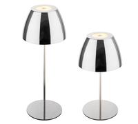 BRILONER - IP44 lampe de table sans fil avec touche, lampe de bureau, lampe de chevet, led rechargeable, dimmable, 36x10,5 cm, chrome