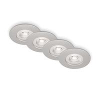 BRILONER - Jeu de 4 lampes encastrées plafond LED, lampes encastrées ultraplates, spots encastrés salle de bain, spots encastrés salle de bain IP44, chrome mat, 90x25 mm (DxH)