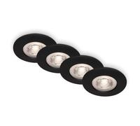BRILONER - Jeu de 4 lampes encastrées plafond LED, lampes encastrées ultraplates, spots encastrés salle de bain, spots encastrés salle de bain IP44, noir mat, 90x25 mm (DxH)
