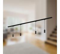 BRILONER Kit complet de rail - 4 suspensions LED à intensité variable - Lampes - Système de rail lumineux - Plafonnier - 1,5 m - Noir