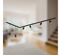 BRILONER - Système de rail Rail, set complet, 4x GU10 spots orientables, 2x GU10 suspensions, forme L, système de rail d'éclairage pour plafond, rail de spots, plafonnier, spotlight, 2,25m, noir