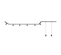 BRILONER Kit complet pour système de rail - 6 spots GU10 orientables - 2 suspensions GU10 - Forme de capuchon / Stairs - Système de rail lumineux - Plafonnier - 5,25 m - Noir