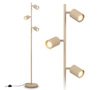 Briloner Lampadaire, avec interrupteur au pied, max. 9 W, douille GU10 | lampadaire sur pied pour salon et chambre, liseuse, têtes spot orientables, usage intérieur, 220x1410mm, 3 lumières, beige