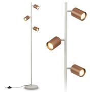 Briloner Lampadaire, avec interrupteur au pied, max. 9 W, douille GU10 | lampadaire sur pied pour salon et chambre, liseuse, têtes spot orientables, usage intérieur, 220x1410mm, 3 lumières, coffee