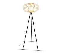 BRILONER - Lampadaire en bois, boho, déco chambre, noir-bois, douille E27