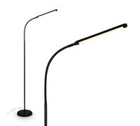 BRILONER - Lampadaire LED avec bande lumineuse, variateur tactile continu, fonction mémoire, câble USB-C 1,5 m, interrupteur séparé, lumière blanche chaude, Ø21x170 cm, Noir