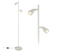 Briloner - Lampadaire LED Blanc Chaud Orientable Blanc Ancien 141,5 cm | 2x3,5W, 800lm, 2 Spots Orientables, Interrupteur À Câble, Design Strié, Lampadaire Salon, Lampe De Lecture, Chambre