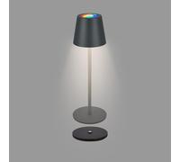 BRILONER - Lámpara de mesa LED RGBW inalámbrica IP44 con estación de carga, infinitamente regulable, batería recargable y fuente de luz intercambiable, lámpara de cabecera, 36x12 cm, negro