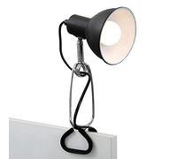 BRILONER - Lampe à pince, lampe de chambre, de bureau, 1x E14, max. 8 Watt, incl. interrupteur à câble, tête de projecteur rotative et pivotante, métal noir-chrome, 30,5x11x13cm