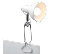 BRILONER - Lampe à pince, lampe desing et fonctionelle, 1x E14, max. 8 Watt, incl. interrupteur à câble, tête de projecteur rotative et pivotante, métal, blanc-chrome, 305x110x130mm