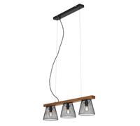 Briloner Lampe à suspendre LEUCHTEN TAUNUS, 25 W, IP20, noir, métal-bois, excl. 3x E14, 65 x 15 x 136 cm