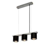 BRILONER - Lampe à Suspendre Rétro Vintage, Abat-Jour en Tissu, Pour Salle à Manger, Réglable en Hauteur, E14, Argent-Noir