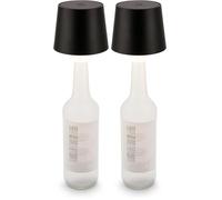 Briloner - Lampe bouteille LED sans fil, tactile, à intensité variable, couleur de lumière blanche chaude, lampe de chevet sans fil, lampe de salon à poser, 10,5x11,5 cm, noir (Lot de 2)