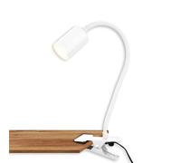 BRILONER - Lampe de bureau avec interrupteur à fil, couleur de lumière blanc chaud, orientable, fiche, lampe de lecture, lampe à pince, lampe de chevet, lampe de lecture pour enfants, 40cm, blanc