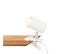 BRILONER - Lampe de bureau avec interrupteur à fil, orientable, fiche, lampe de lecture, lampe à pince et chevet, 16,5x6,5x12cm, Blanc