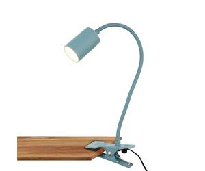 BRILONER - Lampe de bureau avec interrupteur, couleur blanc chaud, orientable, fiche, lampe de lecture, lampe à pince, lampe de chevet, lampe de lecture enfants, lampe de bureau, hauteur 40cm, bleu