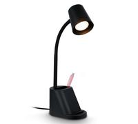 BRILONER - Lampe de bureau avec porte-stylo, interrupteur à fil, orientable, lampe de table, lampe, lampe de chevet, lampe de bureau à domicile, lampe de bureau, 21x10x35,5 cm (LxlxH), noir