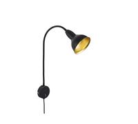 Briloner Lampe de lit, applique murale, lampe de lecture avec Bras flexible, avec interrupteur marche/arrêt, 1 ampoule E14, max. 25 W - Métal noir et doré - 2084-015