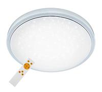 BRILONER - Lampe de plafond LED avec Température de Couleur réglable par Télécommande, fonctions éclairage de Nuit/Minuterie - Dimmable, 24W - Diamètre 38,5 cm Blanc